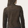 Frye Biker-racer Leather Jacket Dark Brown Outlet