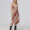 Frye Charmeuse Lace Trim Slip Midi Dress Hot