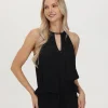 Frye Crochet Halter Neck Top Black Beauty Fashion