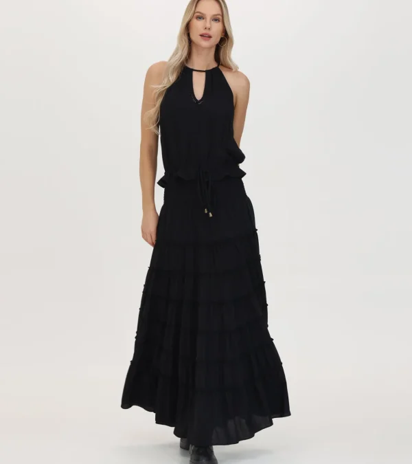 Frye Crochet Halter Neck Top Black Beauty Fashion