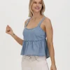 Frye Cropped Babydoll Top Cloud Wash Clearance
