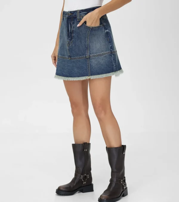 Frye Denim Mini Skirt Mustang Wash Best Sale