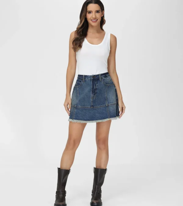 Frye Denim Mini Skirt Mustang Wash Best Sale