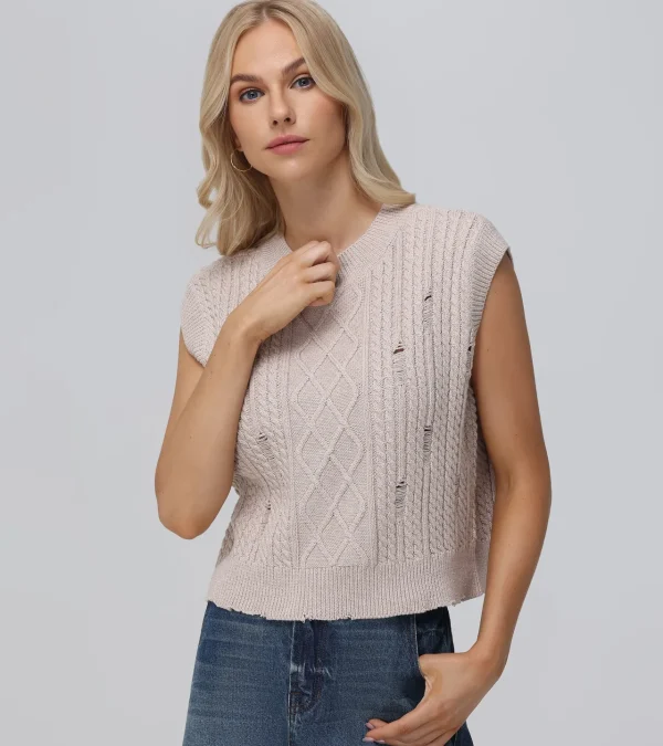 Frye Distressed Cable Sweater Vest Outlet
