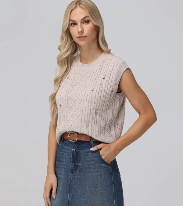 Frye Distressed Cable Sweater Vest Outlet