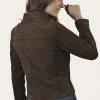 Frye Elegant Biker Leather Jacket Dark Brown Fashion