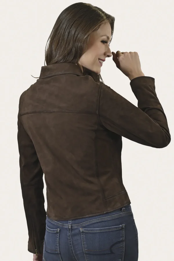 Frye Elegant Biker Leather Jacket Dark Brown Fashion