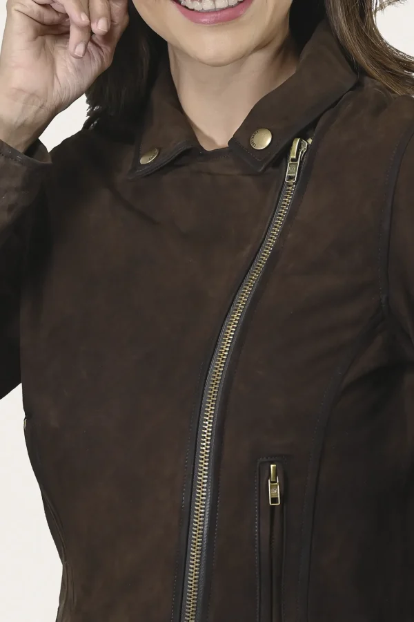 Frye Elegant Biker Leather Jacket Dark Brown Fashion