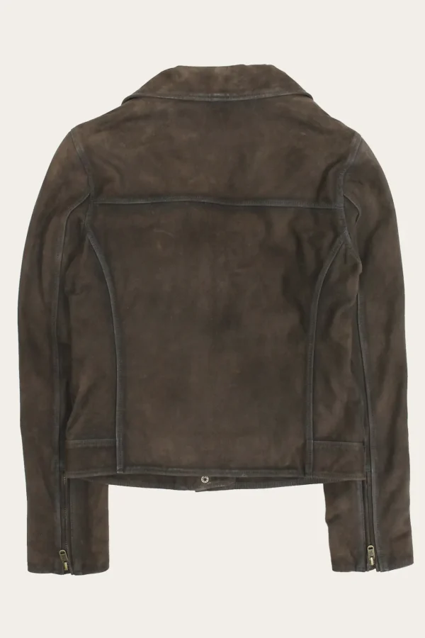 Frye Elegant Biker Leather Jacket Dark Brown Fashion