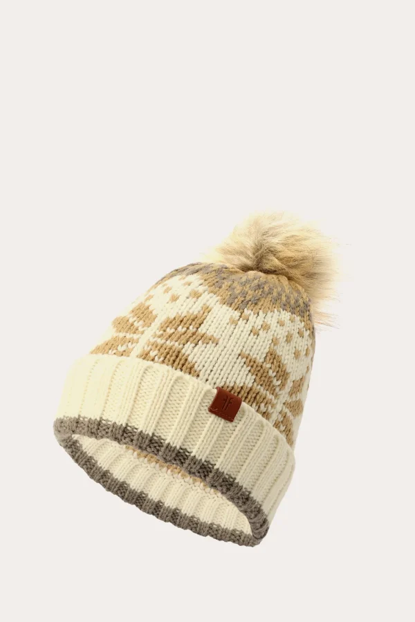 Frye Fair Isle Beanie With Cuff & Faux Fur Pom Discount