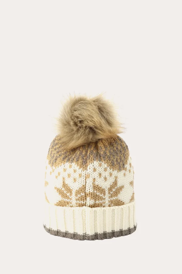Frye Fair Isle Beanie With Cuff & Faux Fur Pom Discount