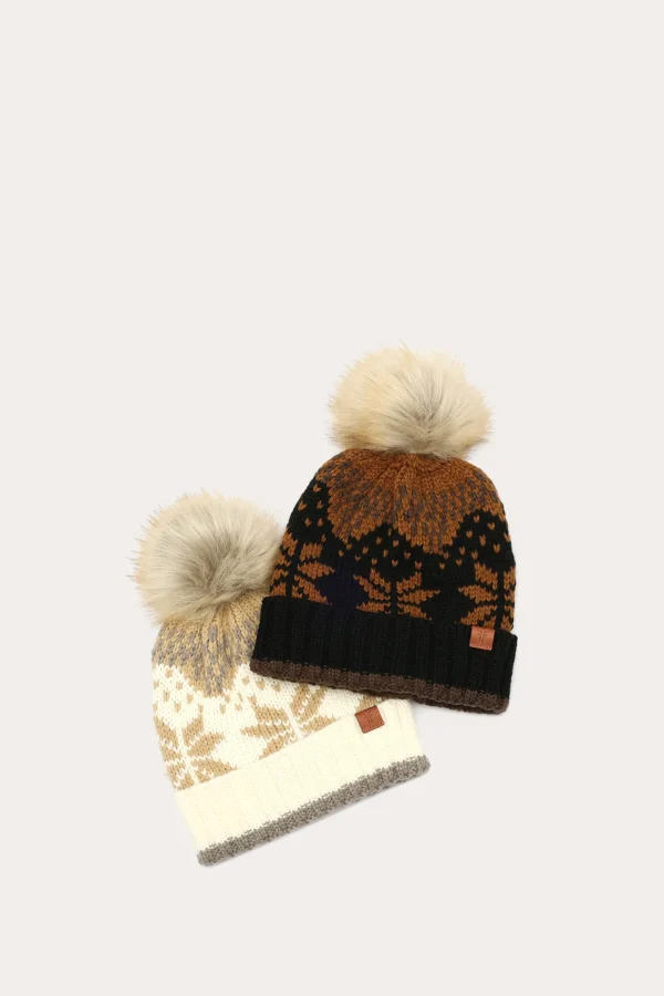 Frye Fair Isle Beanie With Cuff & Faux Fur Pom Discount