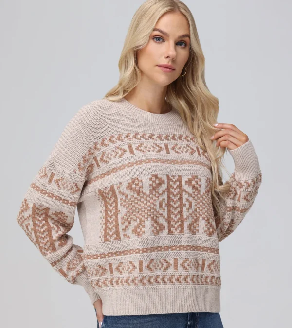 Frye Fairisle Crewneck Pullover Oatmeal Heather Discount