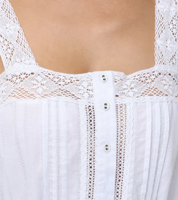 Frye Lace Trim Square Neck Tank Bright White Outlet