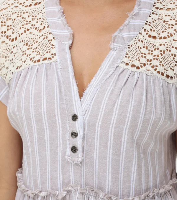 Frye Linen Striped Midi Dress Natural Sand Stripe Hot