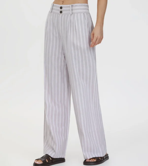 Frye Linen Striped Wide Leg Pant Natural Sand Stripe Outlet
