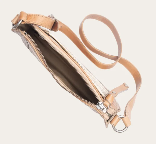 Frye Melissa Straw Zip Crossbody Beige Clearance