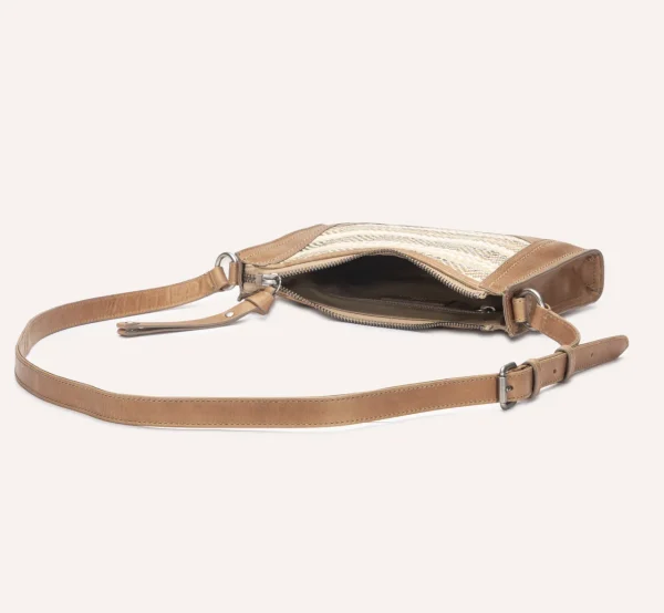Frye Melissa Straw Zip Crossbody Beige Clearance