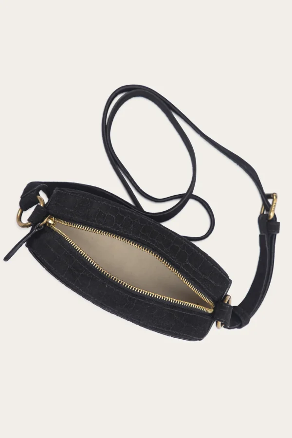 Frye Melissa Sueded Croco Camera Black Flash Sale
