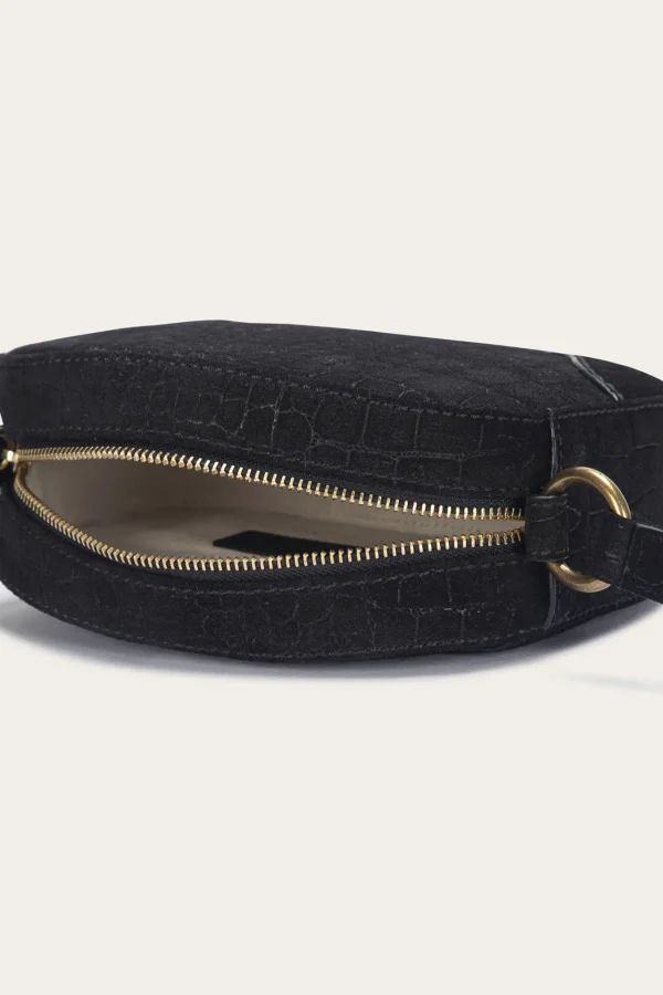Frye Melissa Sueded Croco Camera Black Flash Sale