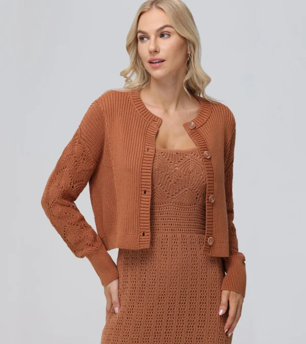 Frye Mixed Stitch Button Front Cardigan Discount