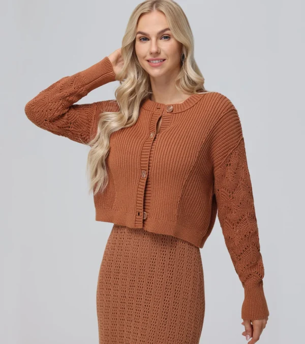Frye Mixed Stitch Button Front Cardigan Discount