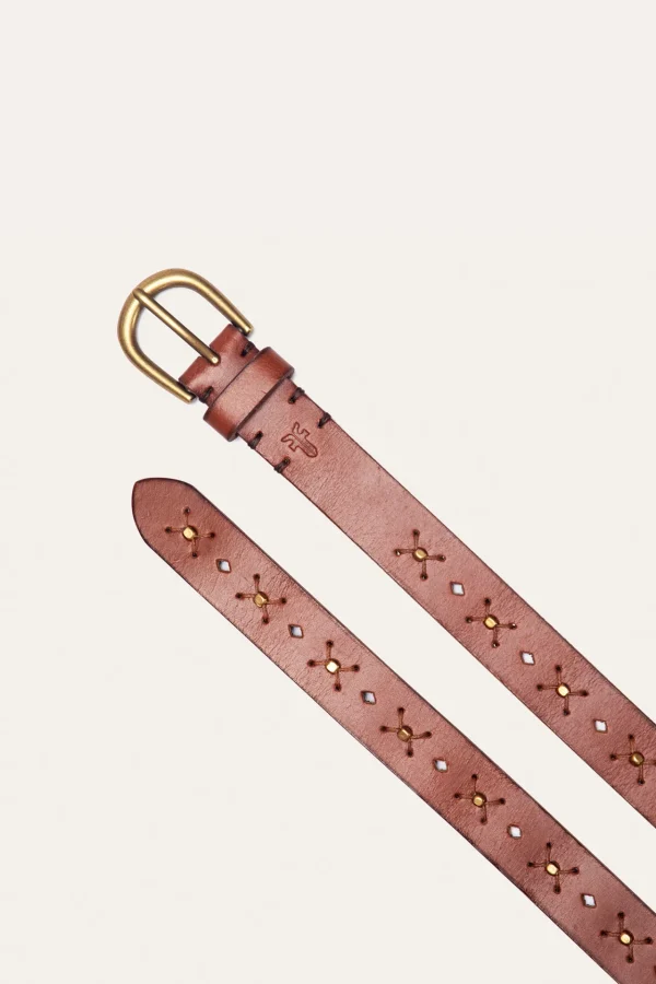 Frye 25MM Beaded Perf Belt Cheap