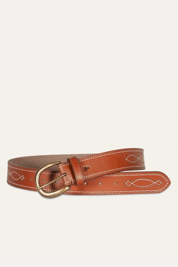 Frye 40MM Belt 2-Tone Stitch Tan Shop