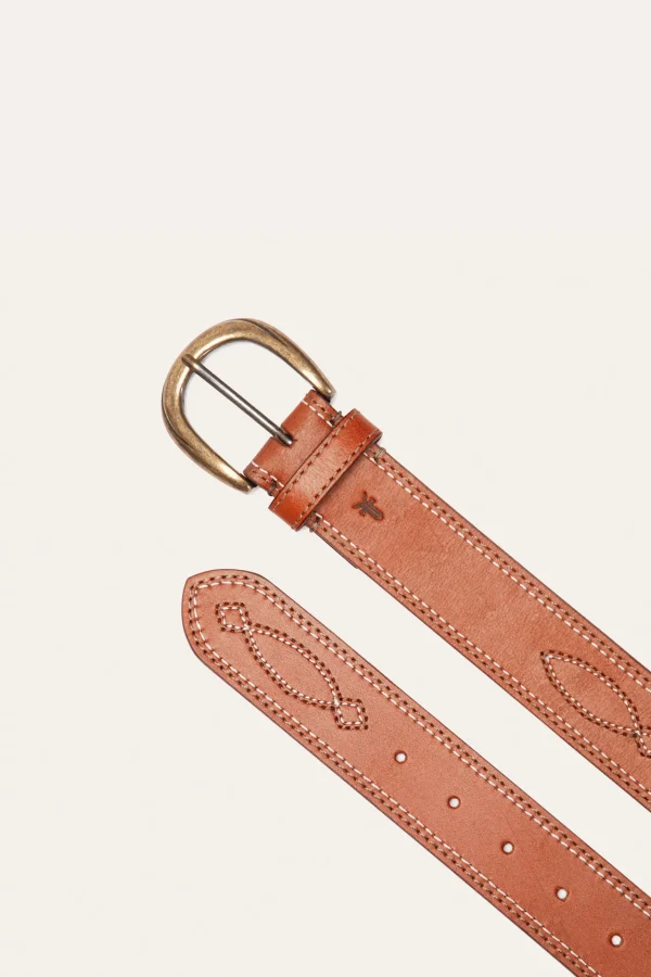 Frye 40MM Belt 2-Tone Stitch Tan Shop