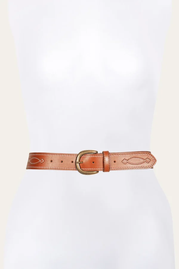 Frye 40MM Belt 2-Tone Stitch Tan Shop