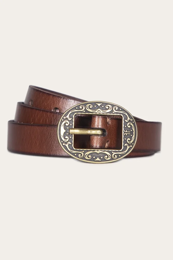 Frye 21mm Logo Western Center Bar Belt Hot