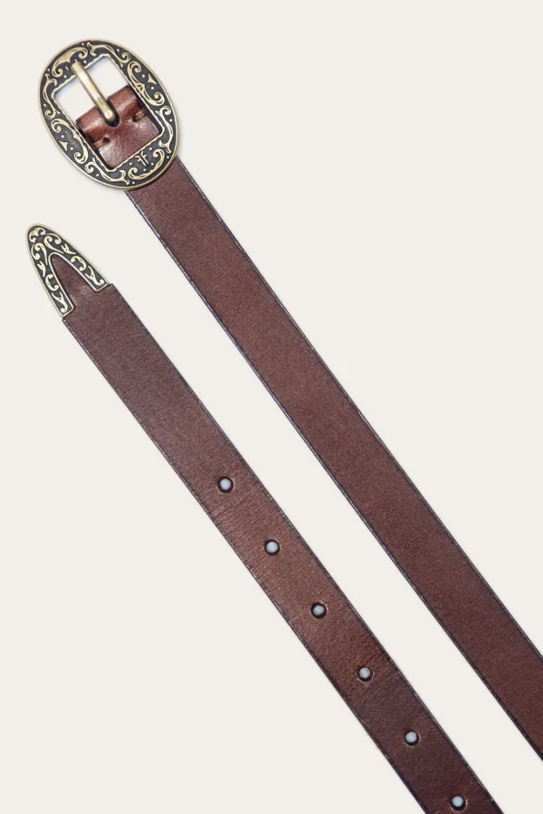 Frye 21mm Logo Western Center Bar Belt Hot