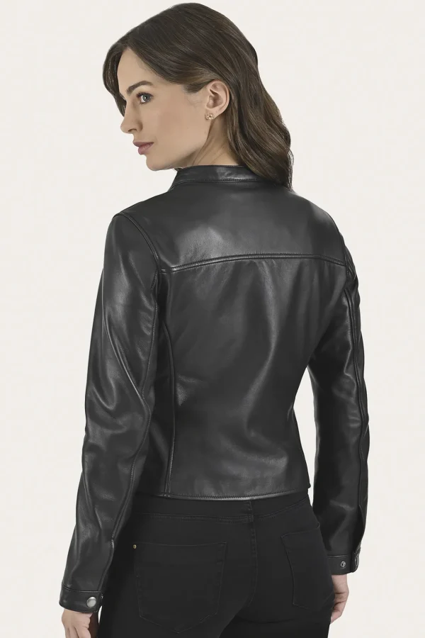 Frye Modern Biker-racer Leather Jacket Black Fashion