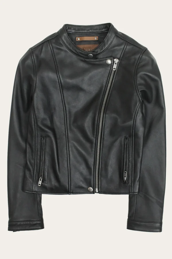 Frye Modern Biker-racer Leather Jacket Black Fashion