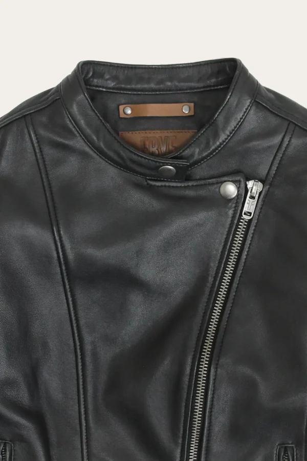 Frye Modern Biker-racer Leather Jacket Black Fashion