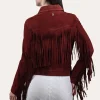 Frye Oxblood Fringed Jacket Flash Sale