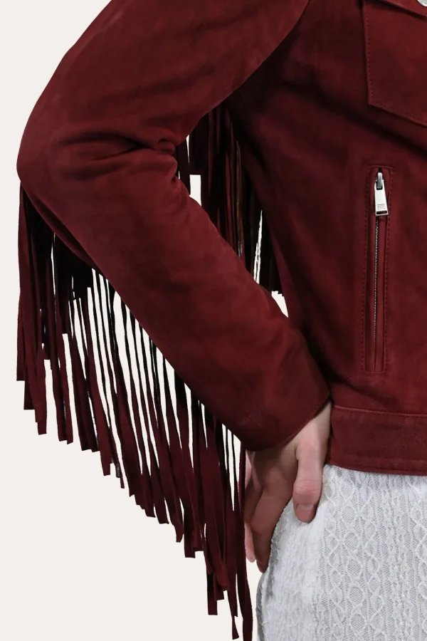 Frye Oxblood Fringed Jacket Flash Sale