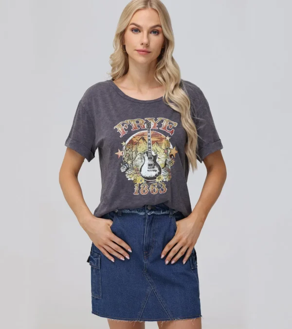 Frye Rolled Cuff Graphic Tee Cheap
