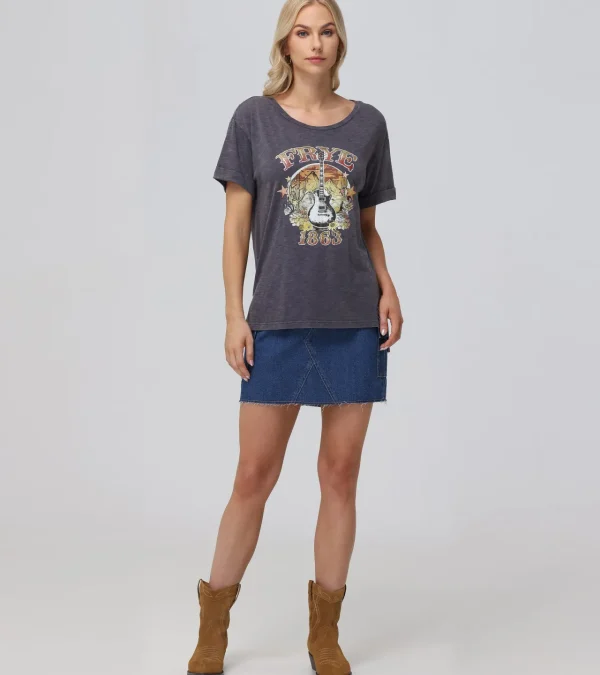 Frye Rolled Cuff Graphic Tee Cheap