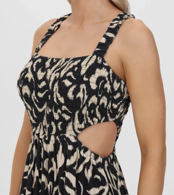 Frye Smocked Cut Out Maxi Dress Black Beauty Combo Shop