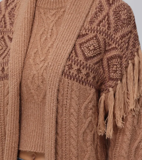 Frye Southwestern Cable Cardigan Brown Cheap