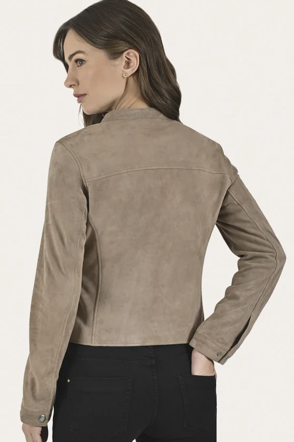 Frye Versatile Biker-racer Leather Jacket Taupe Flash Sale