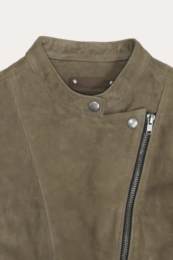 Frye Versatile Biker-racer Leather Jacket Taupe Flash Sale