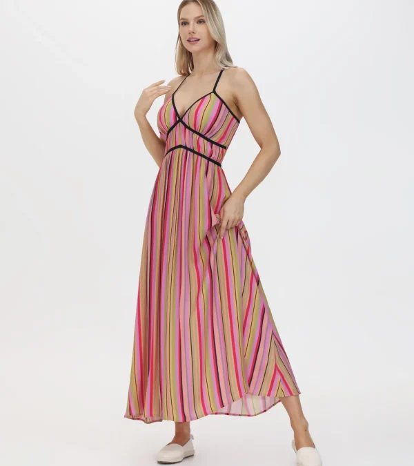 Frye Vibrant Maxi Dress Multi Stripe Combo Flash Sale